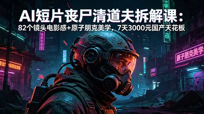 AI短片《丧尸清道夫》拆解课：82个镜头电影感+原子朋克美学，7天3000元国产天花板-豌豆轻创