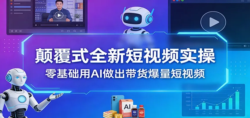 颠覆式全新短视频实操，零基础用AI做出带货爆量短视频-轻创