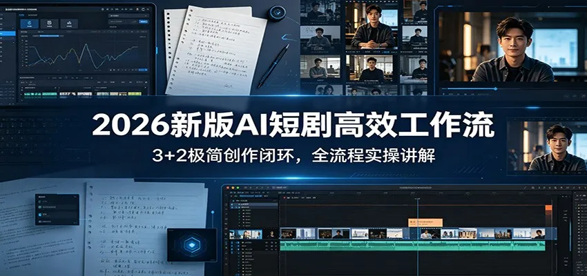 2026新版AI短剧高效工作流：3+2极简创作闭环，全流程实操讲解-豌豆轻创