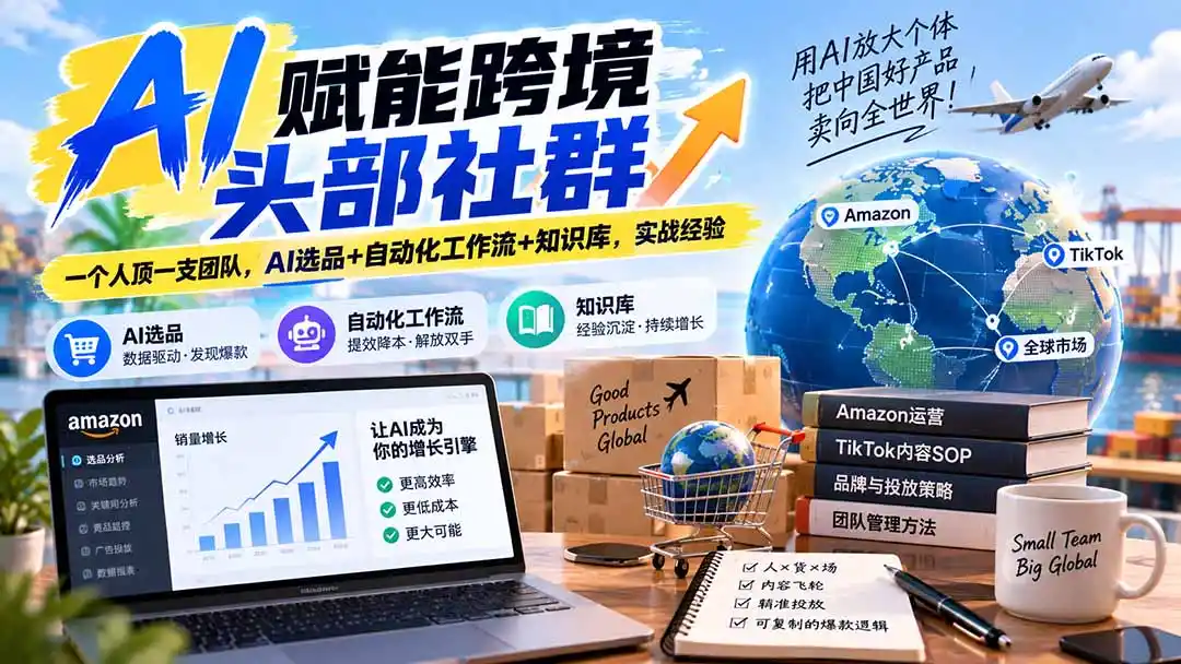 AI赋能跨境头部社群-更新9月：一个人顶一支团队，AI选品+自动化工作流+知识库，实战经验-豌豆轻创