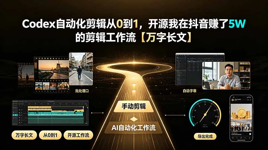 Codex自动化剪辑从0到1，开源我在抖音赚了5W 的剪辑工作流【万字长文】-豌豆轻创